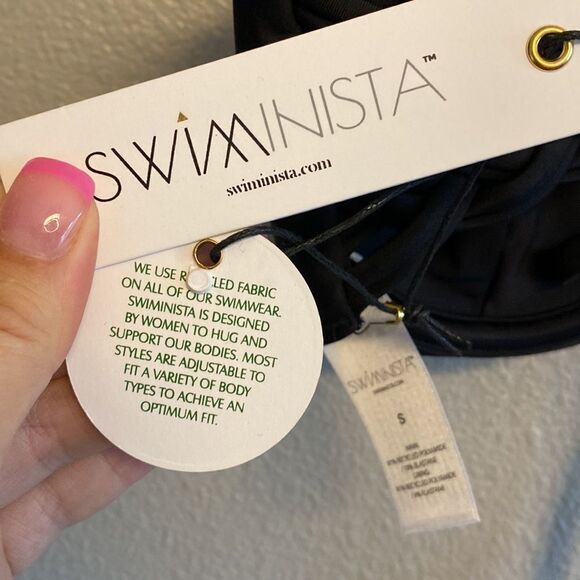 NWT- Swiminista Black ”JOY” bikini braided top with gold hardware- Size Small - Picture 13 of 14
